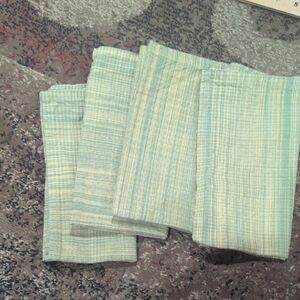 Light Green And Yellow Striped Cotton Napkins - Set of 4